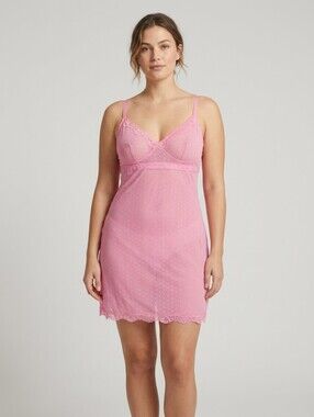 Etam Pink Sheer Lace Slip Nightdress